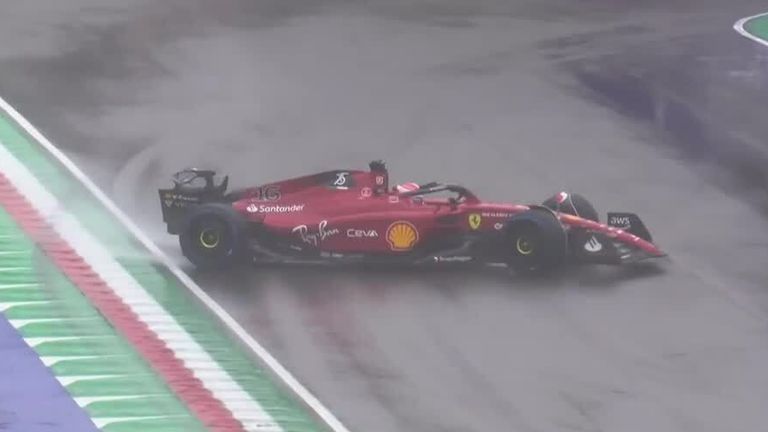  Leclerc spins out in the wet!