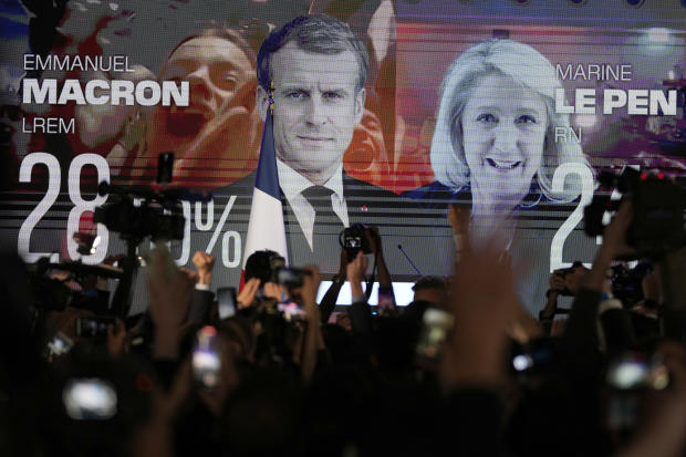  Macron and Le Pen appear headed to runoff in French presidential election