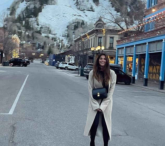  Pia Whitesell is the epitome of chic in a designer trench coat in Aspen