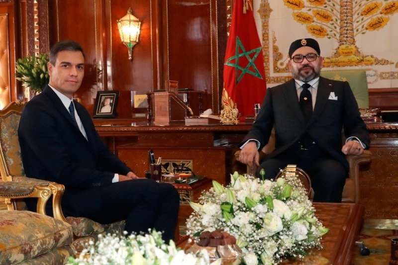  The King receives Pedro Sanchez at the Royal Palace in Rabat