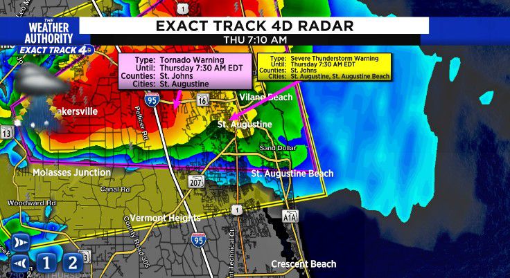  Tornado Warning in St. Johns county until 7:30 am