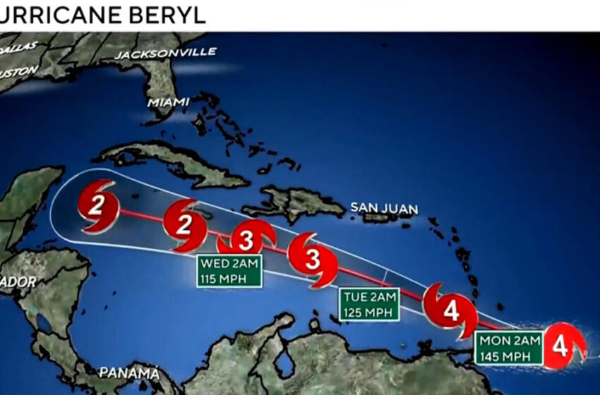  Barbados residents brace as Beryl becomes Category 4 storm