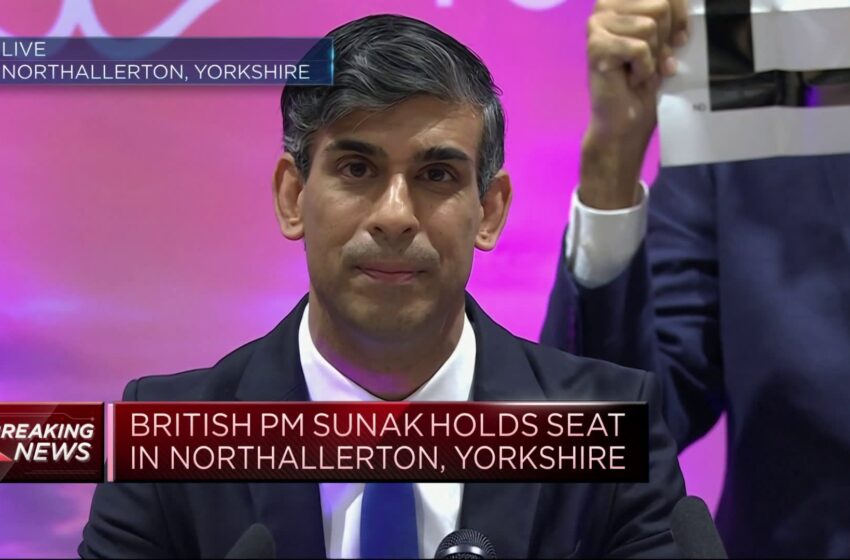 Outgoing UK PM Rishi Sunak quits as Conservative Party leader after crushing election defeat
