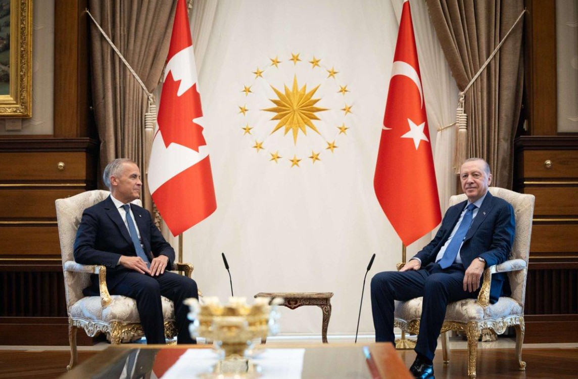 Canadian Prime Minister Mark Carney and Turkish President Recep Tayyip Erdoğan during an earlier meeting in Ankara in July 2026